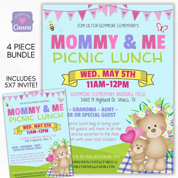 school pto, church, community, neighborhood, block party picnic bbq invite flyer sign set